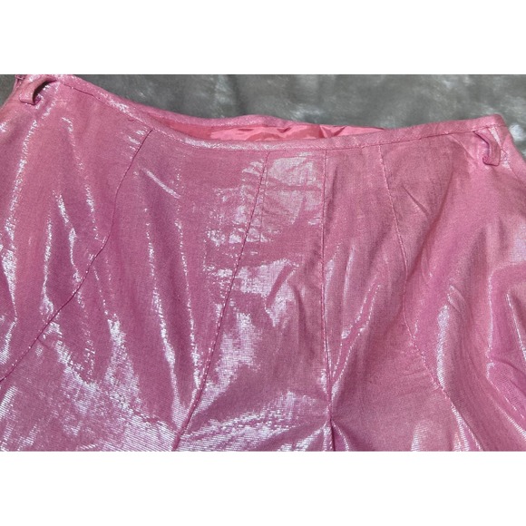 Lisa Ho Pink Metallic Pleated Midi Skirt Womens 2 Pink Party Evening Wear Shiny - Picture 14 of 14